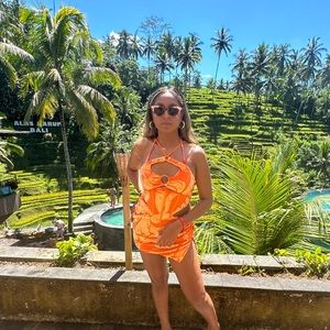 OhPolly SET - Orange skirt & cropped top with ring detail